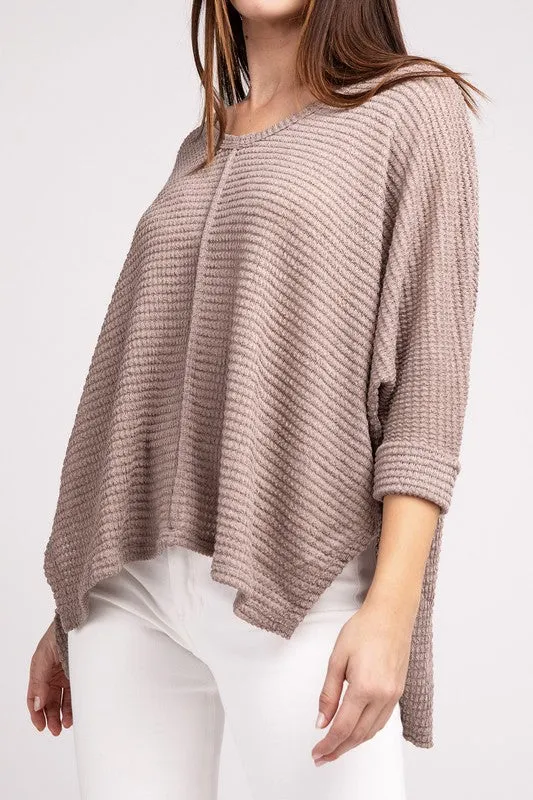 Dolman Off Shoulder Jacquard Sweater