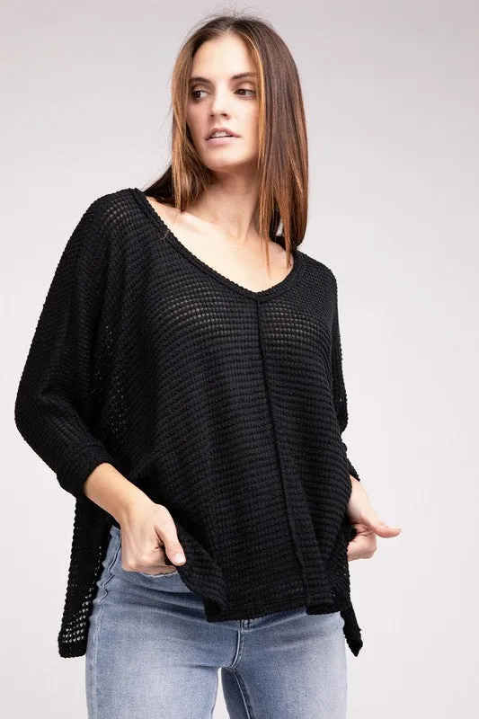 Dolman Off Shoulder Jacquard Sweater