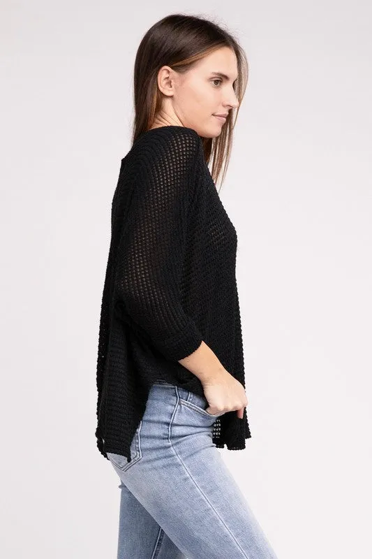 Dolman Off Shoulder Jacquard Sweater