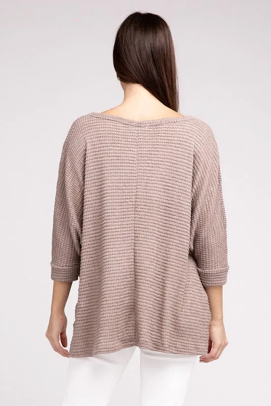 Dolman Off Shoulder Jacquard Sweater