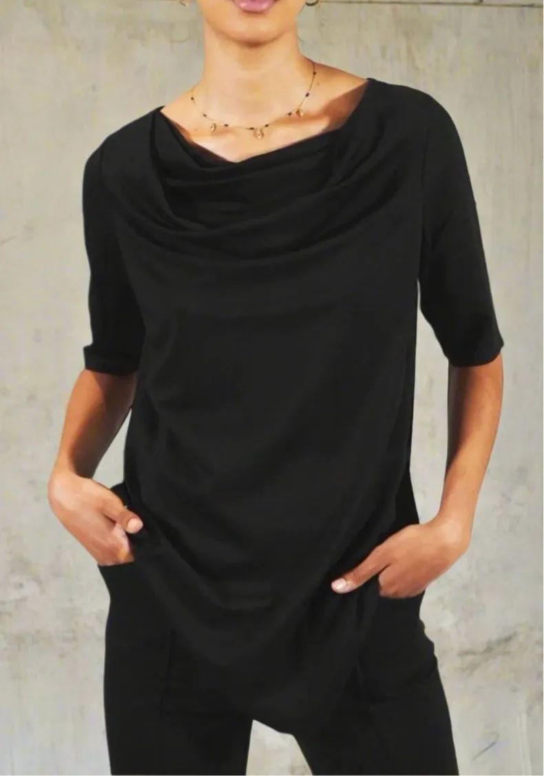 Draped Stretch Neck Tunic - The Wall