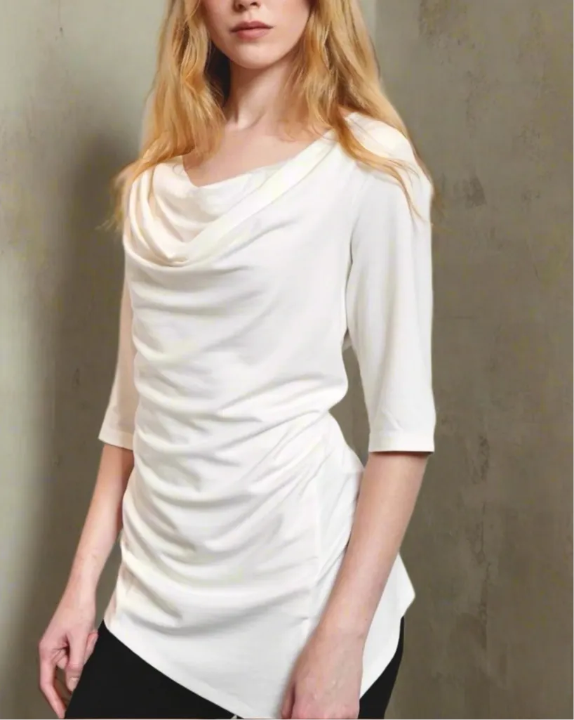 Draped Stretch Neck Tunic - The Wall