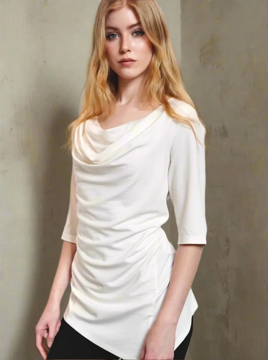 Draped Stretch Neck Tunic - The Wall