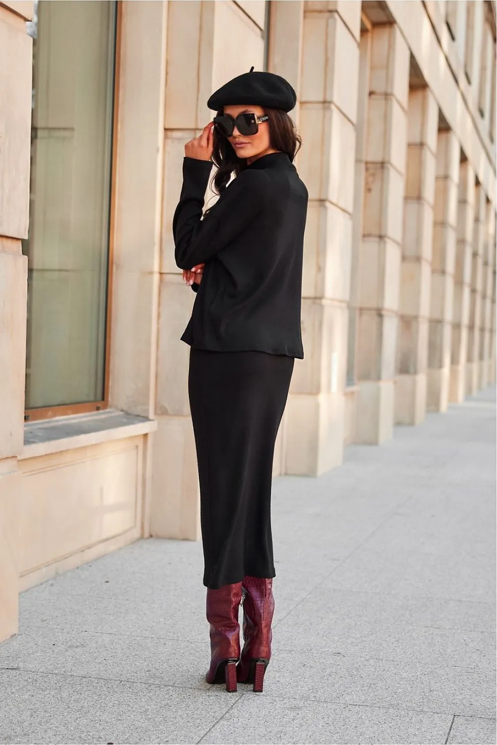 Draped Turtleneck Blouse Elegance