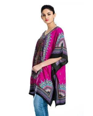 Dress Pink Polyester Kimono Sleeve Tunic For Plus Size Women