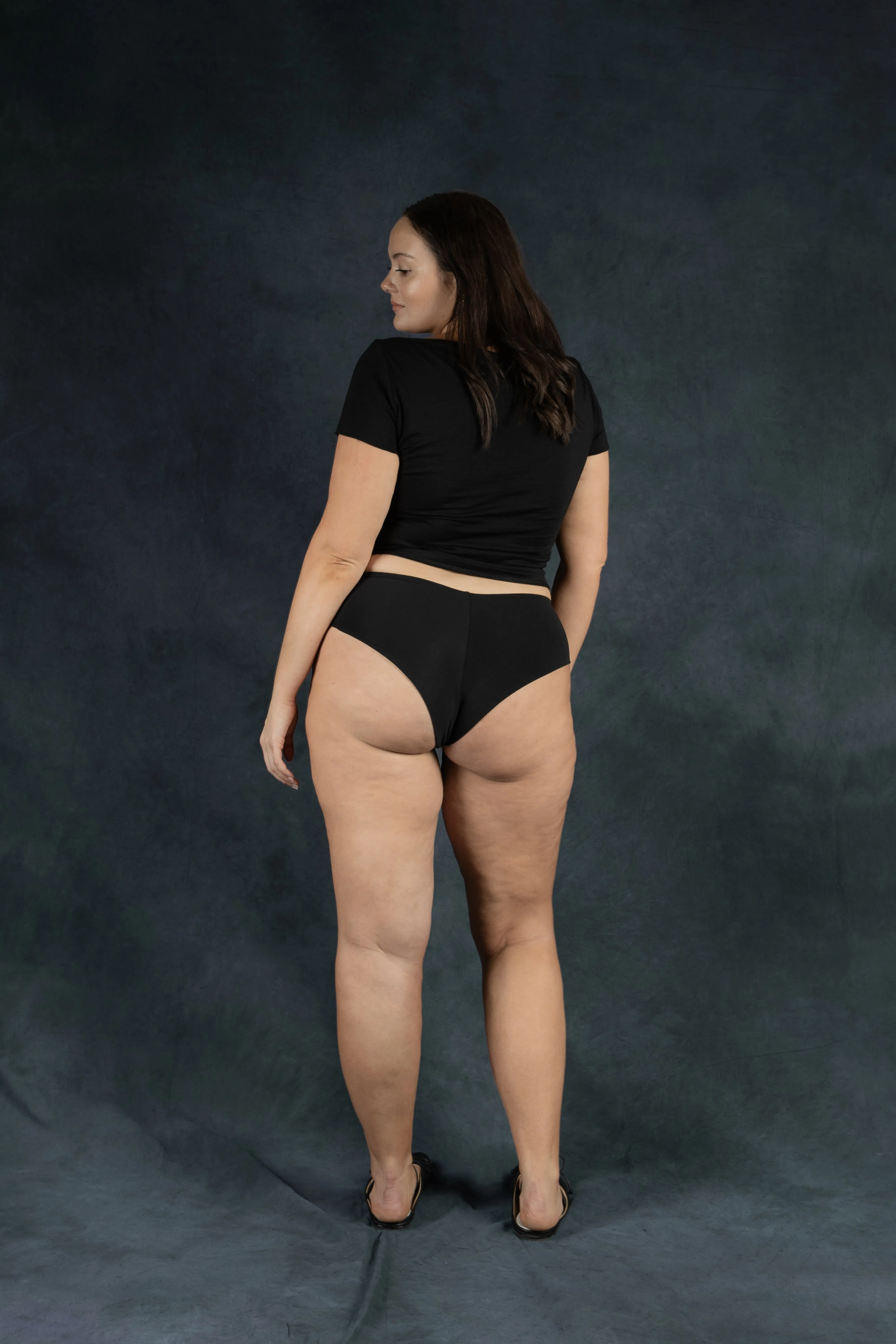 Easy Mid French Brief - Black organic stretch cotton (IS)