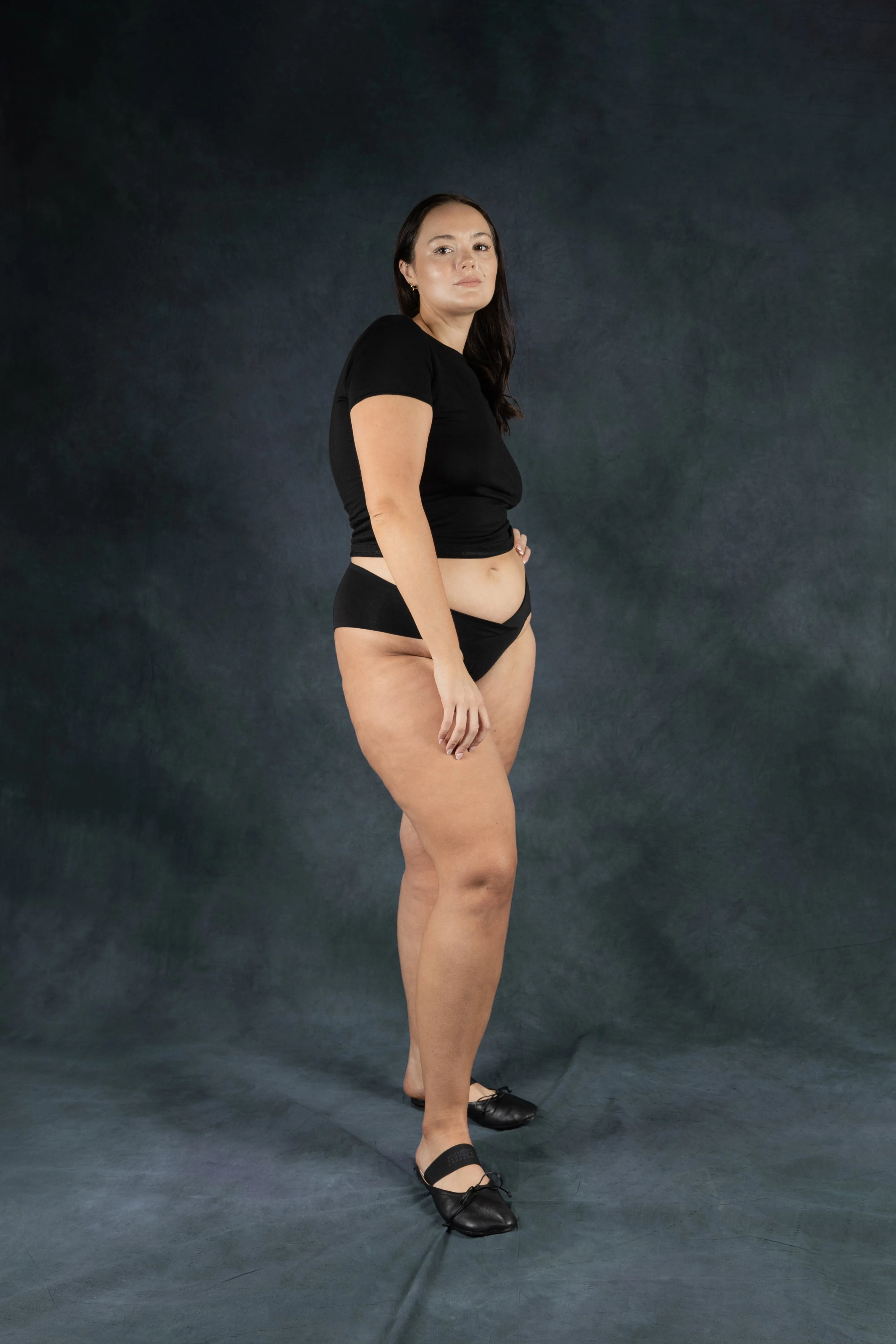 Easy Mid French Brief - Black organic stretch cotton (IS)
