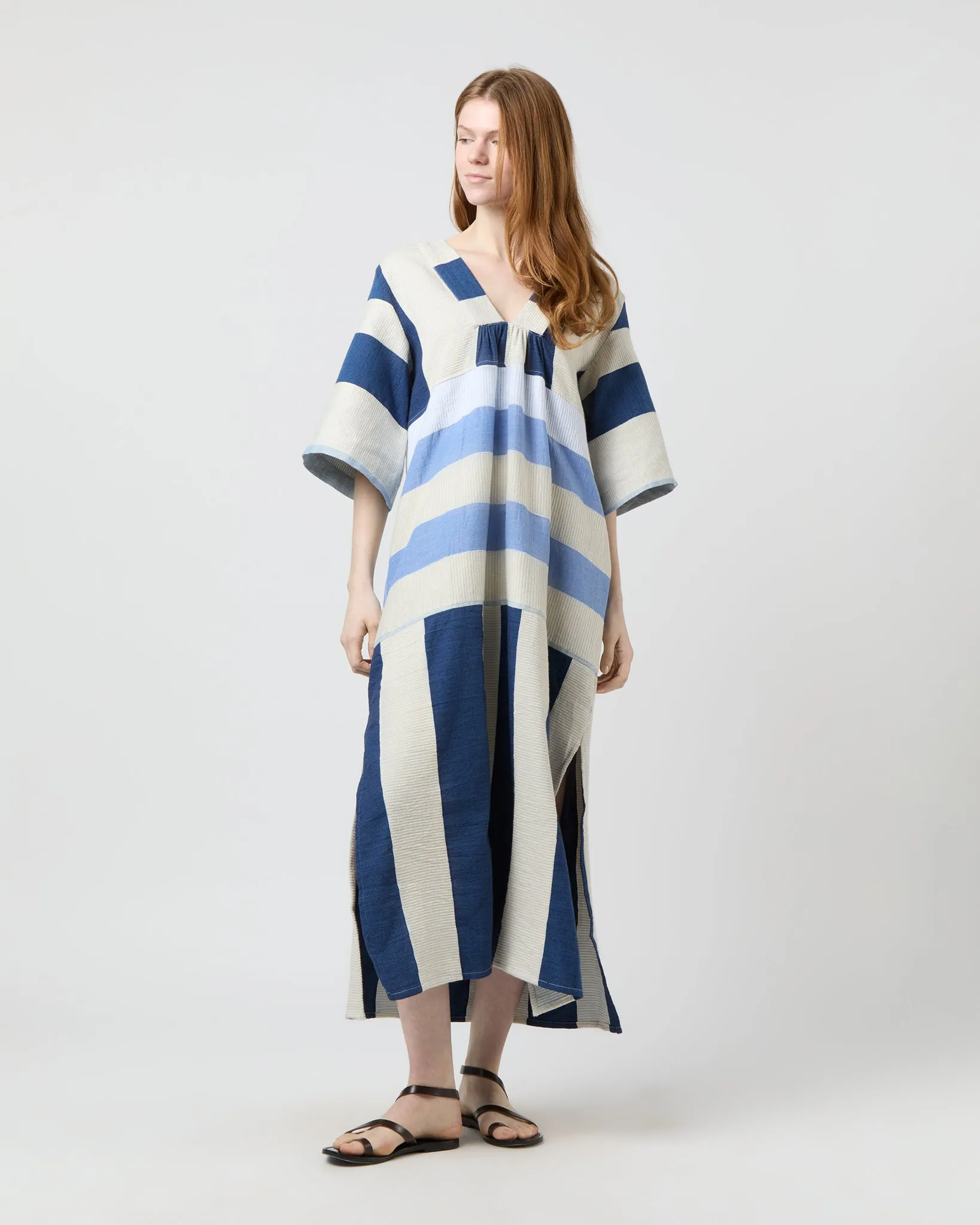 Edna V-Neck Dress in Betami Azure