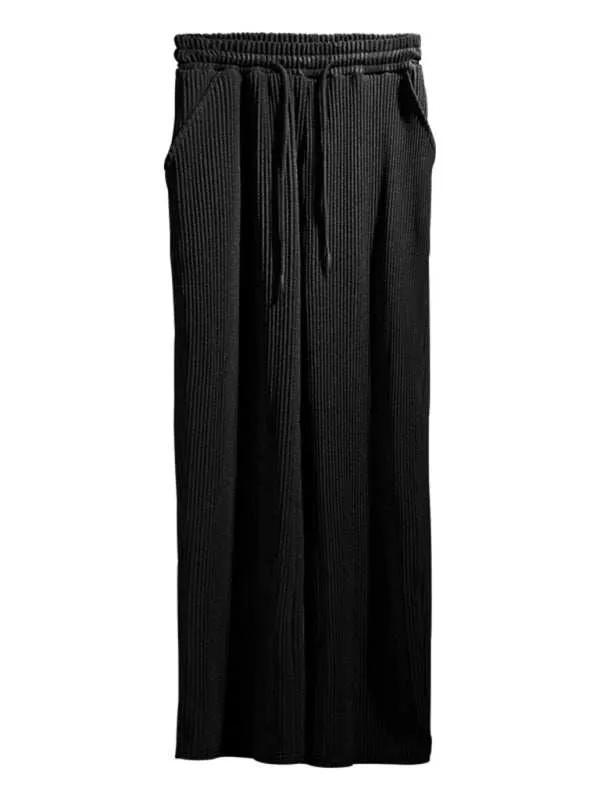 Effortless Elegance: High-Waisted Wide-Leg Striped Trousers for Men