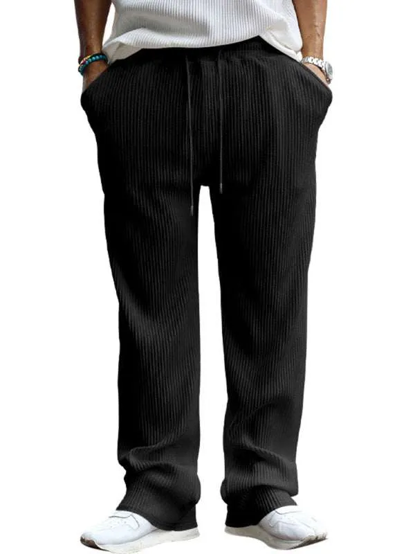 Effortless Elegance: High-Waisted Wide-Leg Striped Trousers for Men