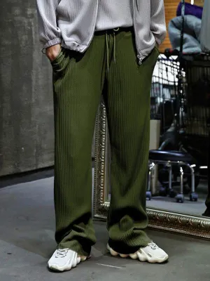 Effortless Elegance: High-Waisted Wide-Leg Striped Trousers for Men