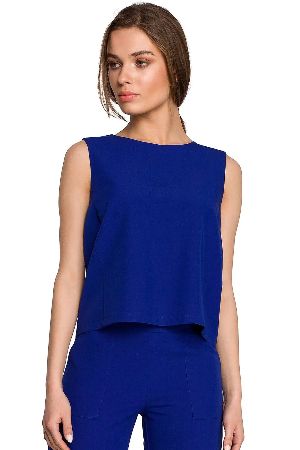 Elegant Back-Neck Trapeze Blouse