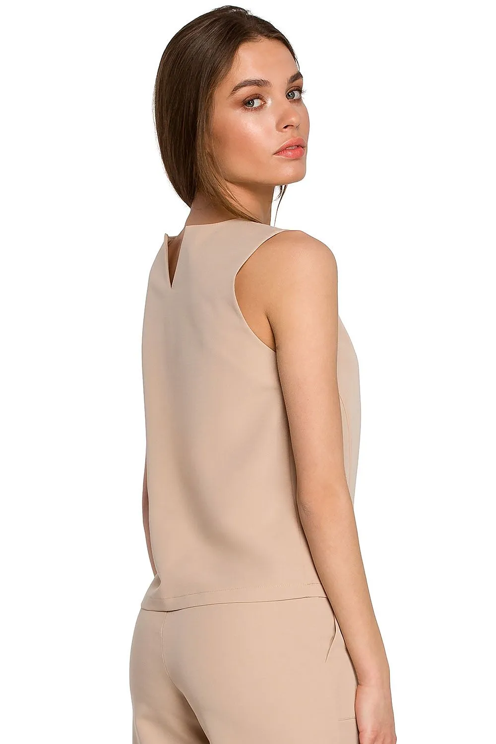 Elegant Back-Neck Trapeze Blouse