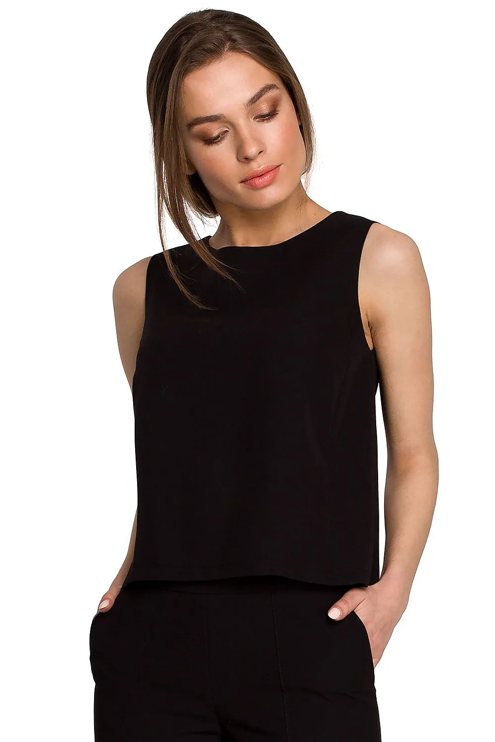 Elegant Back-Neck Trapeze Blouse