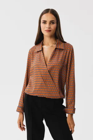 Envelope-Cut Satin Blouse