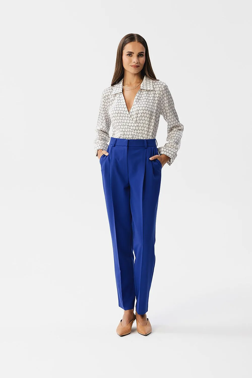Envelope-Cut Satin Blouse