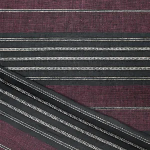 European 'midnight berry' novelty stripe linen woven