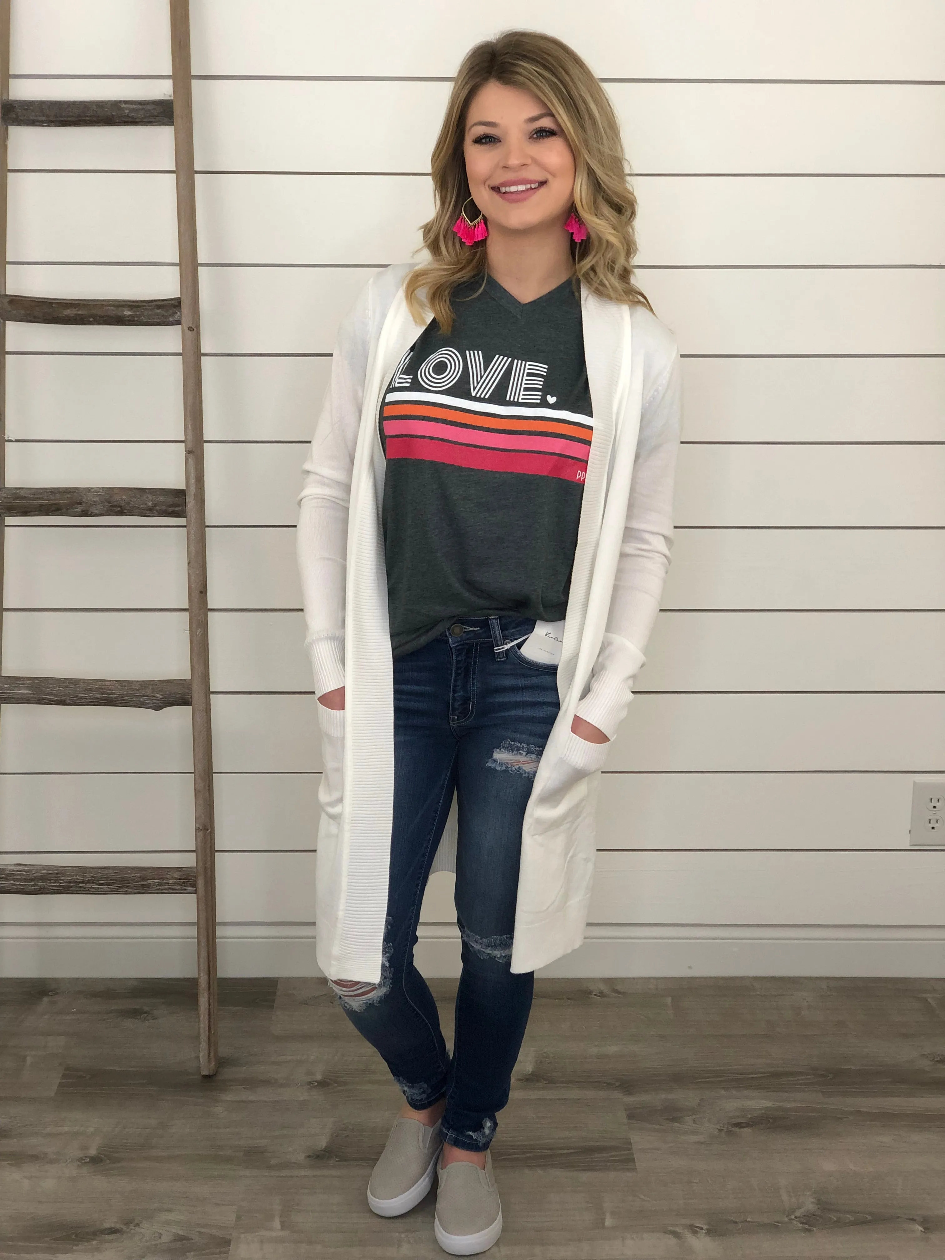 Everyday Tunic Length Cardigan - Ivory
