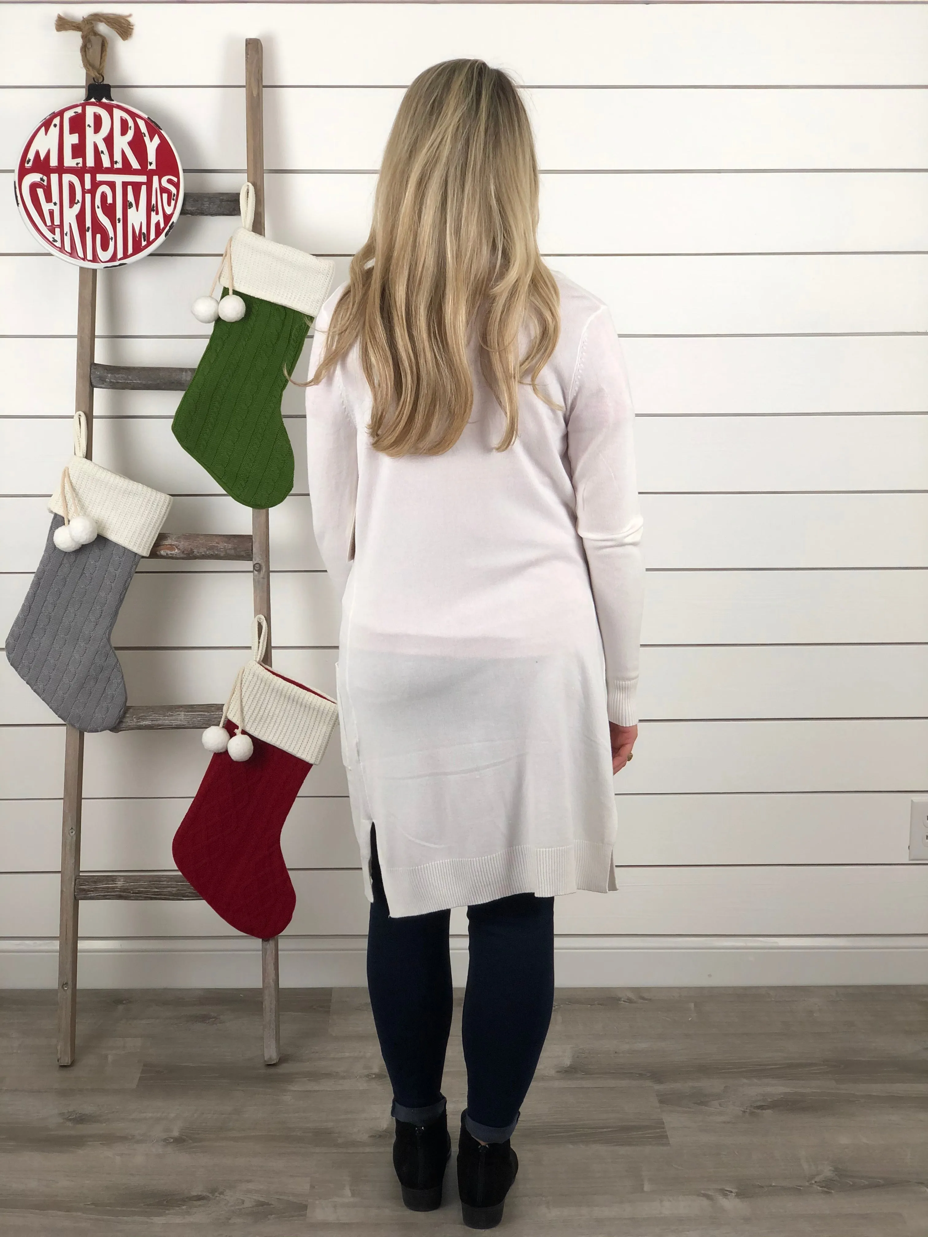 Everyday Tunic Length Cardigan - Ivory