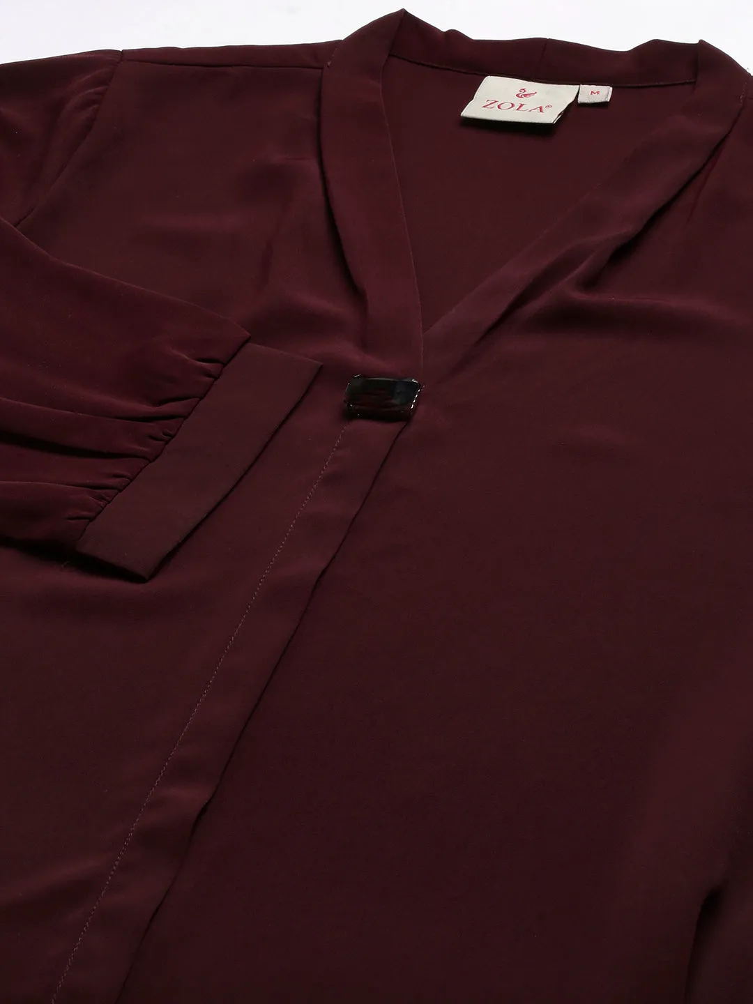Exclusive V Neckline Rayon Solid Wine  Straight Tunic For Women ZOLA