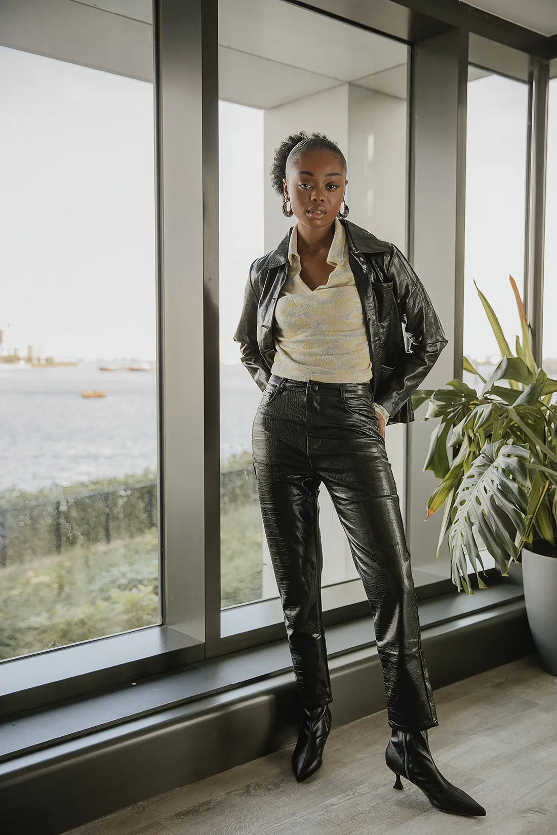 Faux Snake High Waisted Trousers