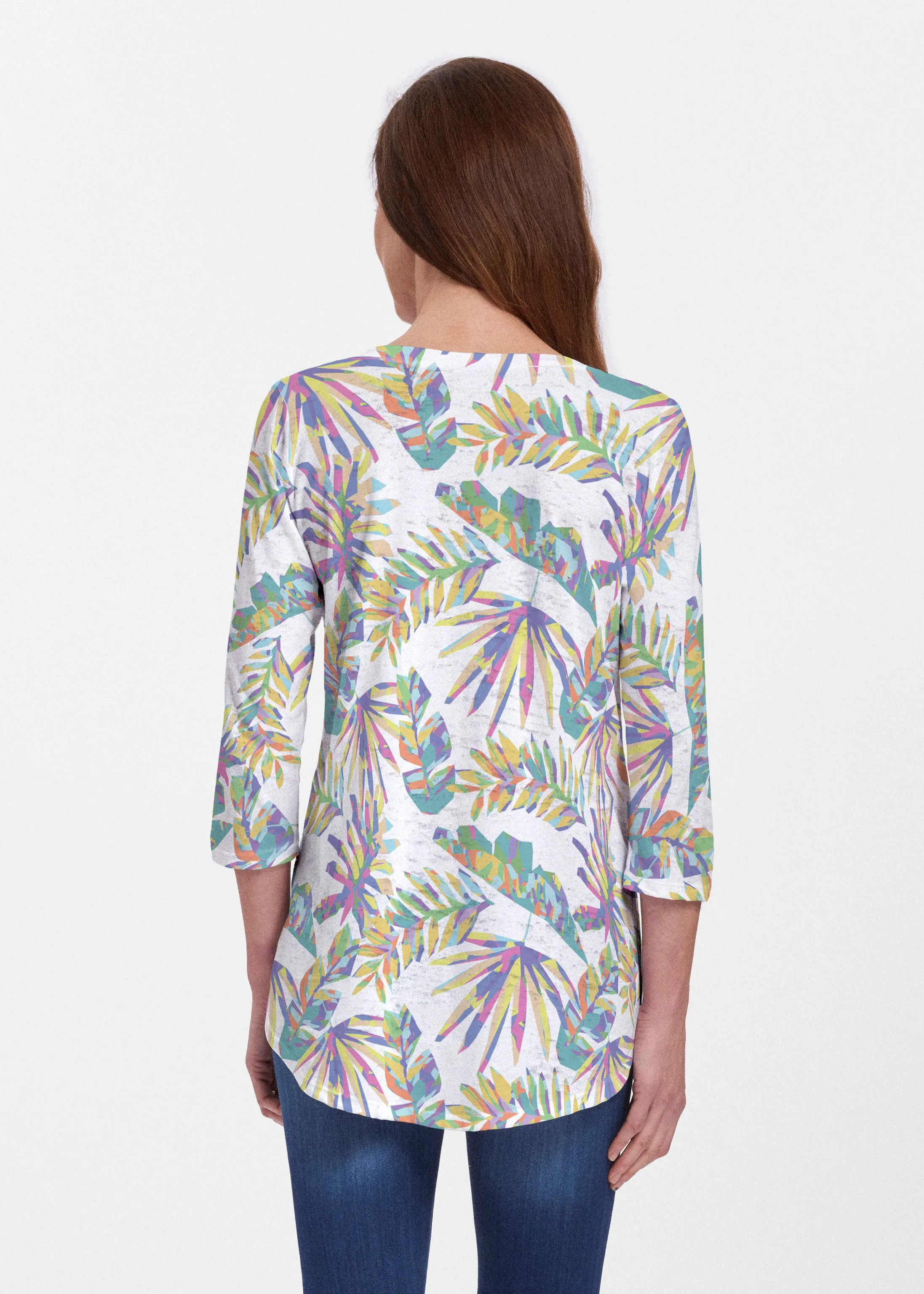 Flat Tropical Multi (7617) ~ Signature V-neck Flowy Tunic