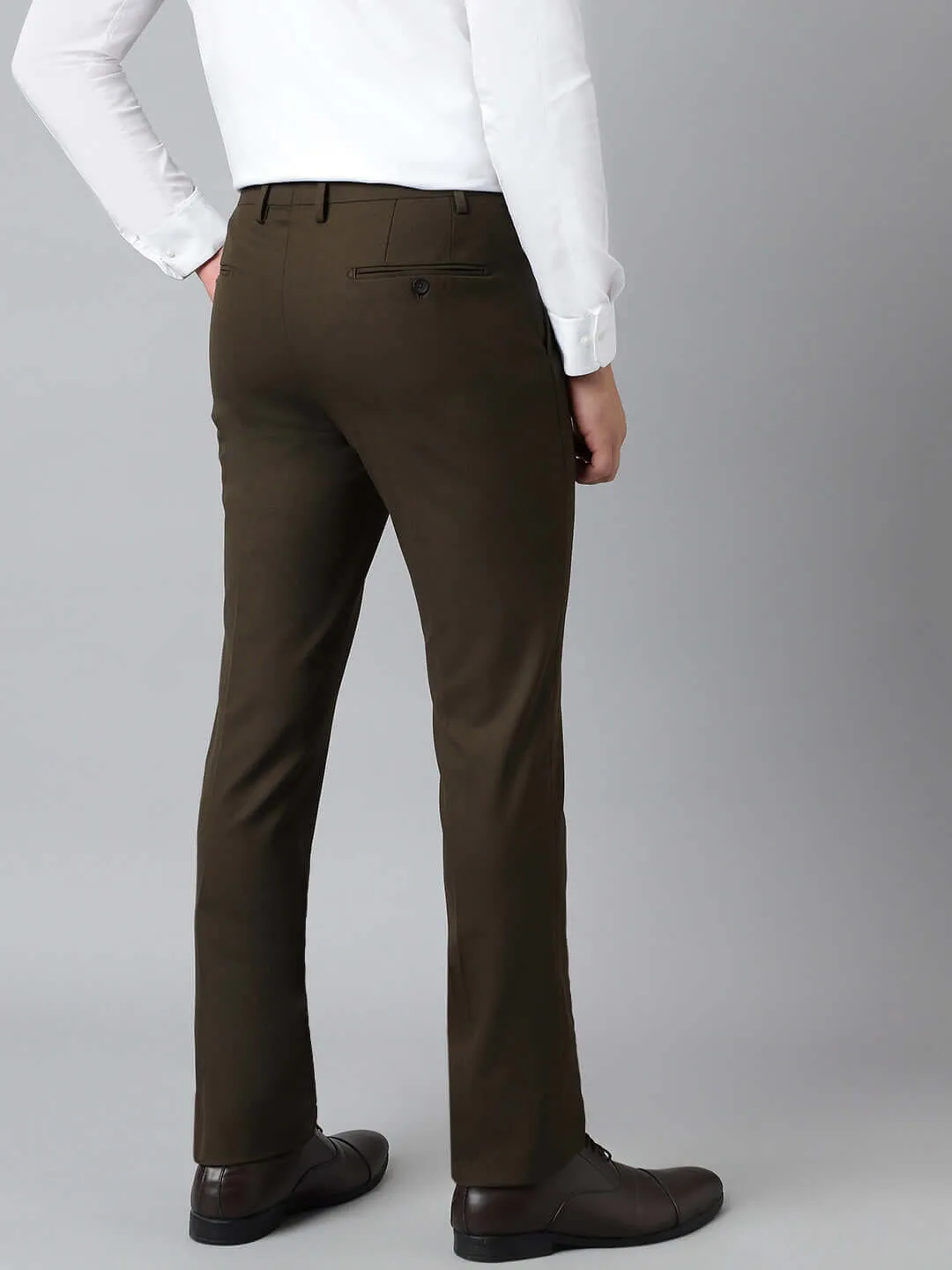 Flex Waist 4-Way Stretch Formal Trousers in Jade Olive- Slim Fit
