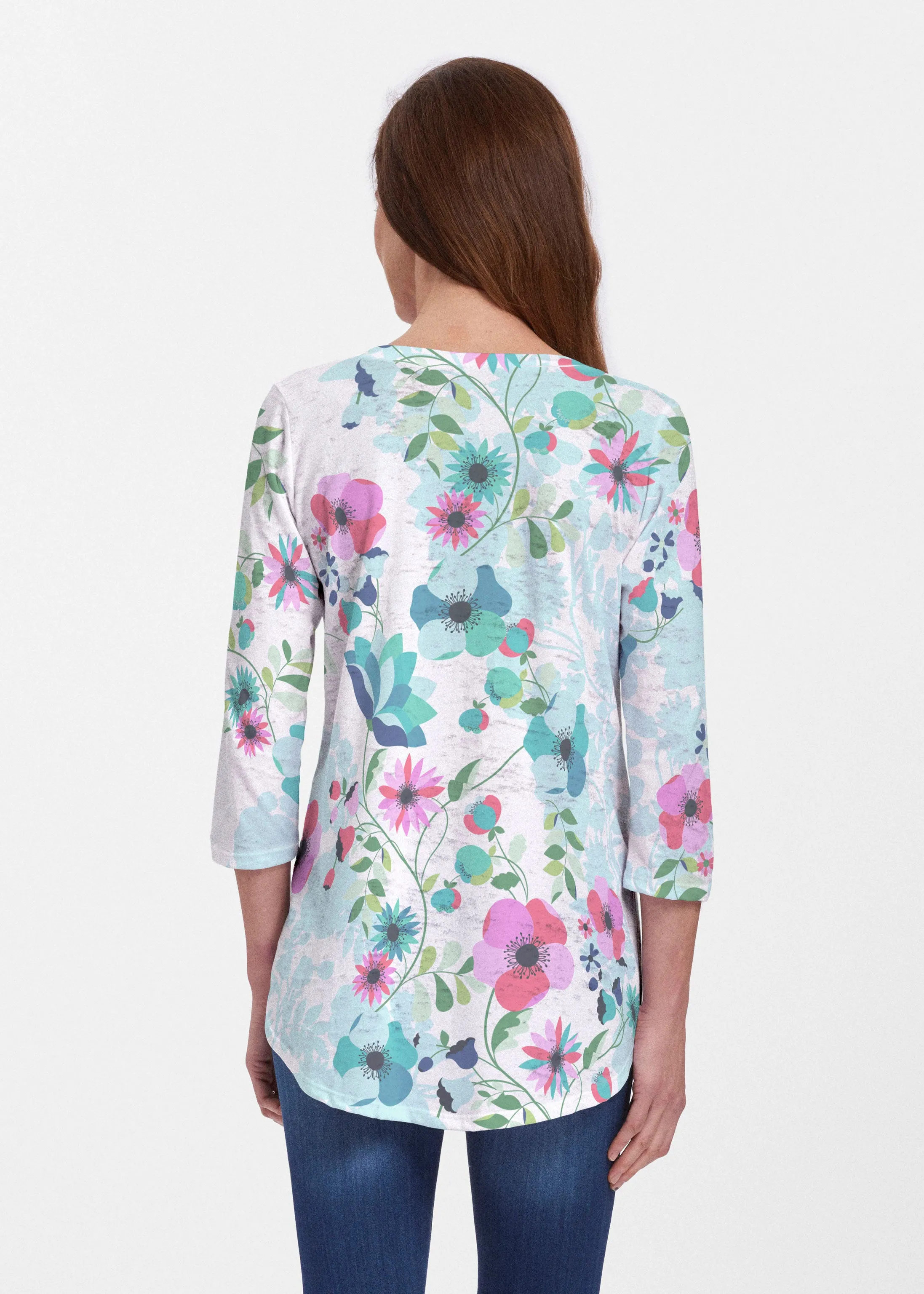 Floral Vines (13420) ~ Signature V-neck Flowy Tunic