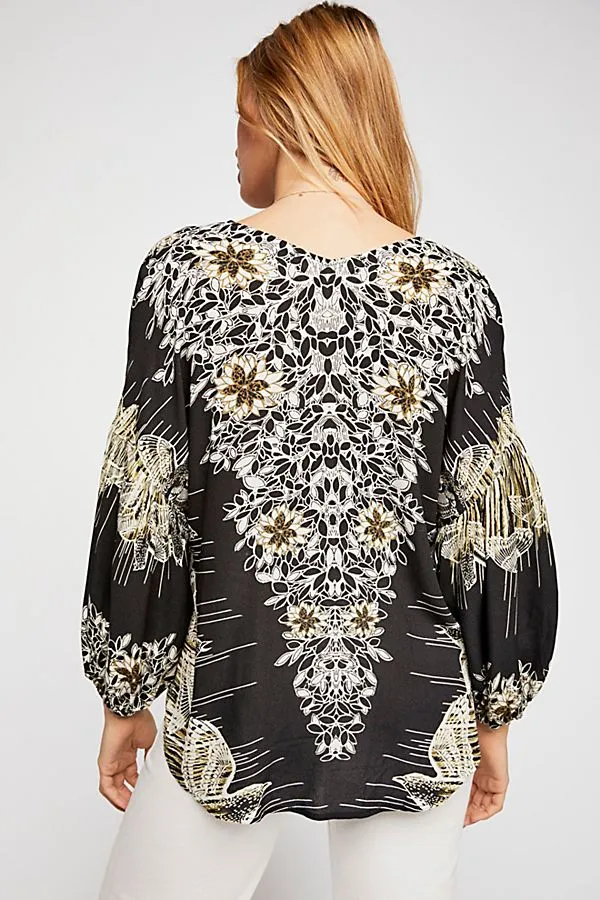 FREE PEOPLE FEATHER PRINTED TOP-