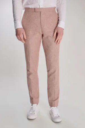 Giacomo Slim Fit Cotton Linen Suit Trousers in Rust