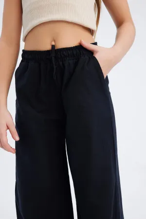 Girls Baby Waist Rubber Wide Leg Wide Wide Pale Cotton Pants
