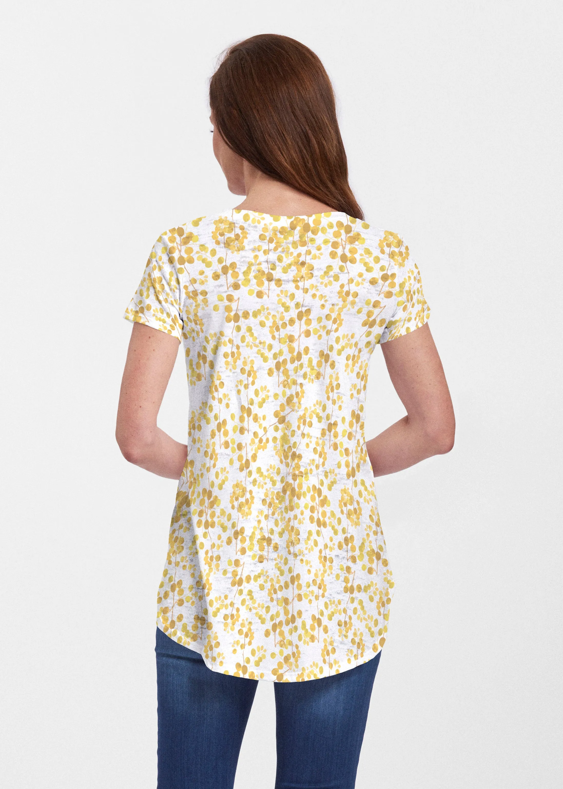 Golden Pome (7846) ~ Signature Short Sleeve Scoop Neck Flowy Tunic