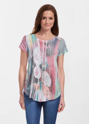 Graffiti Blossom (25021) ~ Signature Short Sleeve Scoop Neck Flowy Tunic
