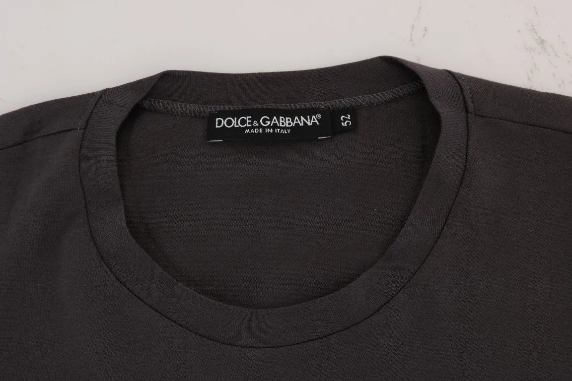 Gray Cotton 2017 Motive Print T-Shirt