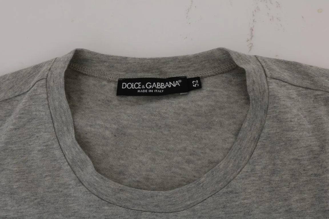 Gray Cotton 2017 Motive Print T-Shirt
