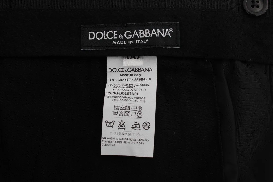 Gray Cotton Striped Slim Fit Pants