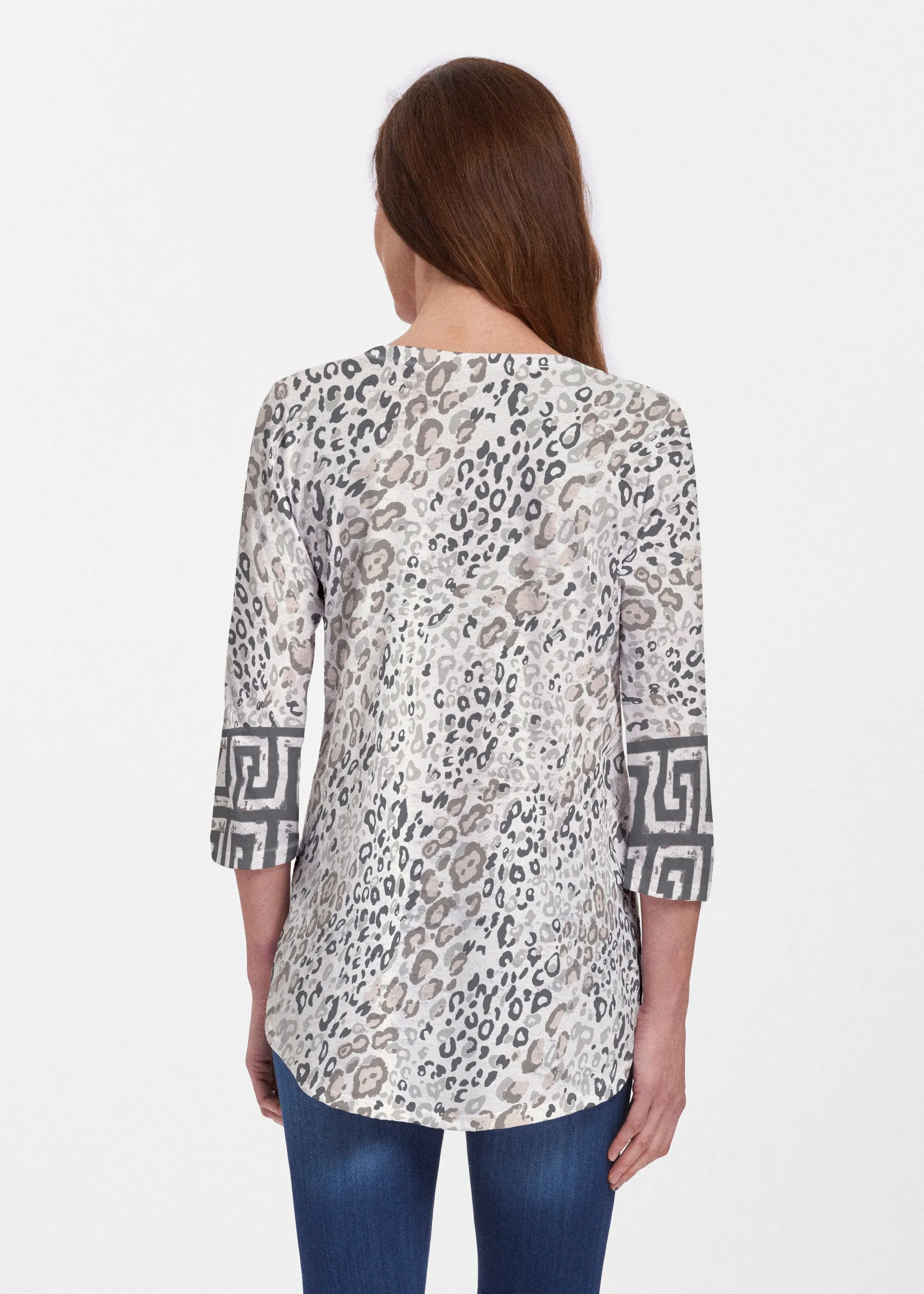 Greek Cat Grey (7752) ~ Signature V-neck Flowy Tunic