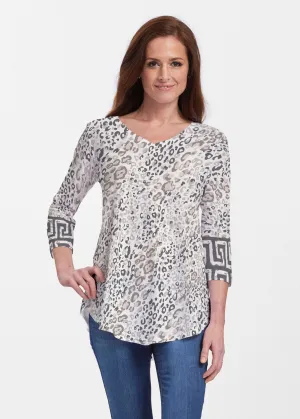 Greek Cat Grey (7752) ~ Signature V-neck Flowy Tunic