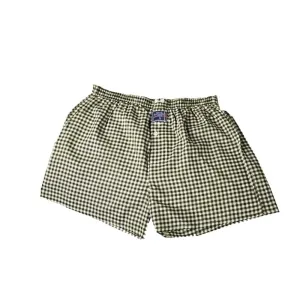 Green White Check Mens Boxer Briefs - Cotton Underwear Trunk for Men