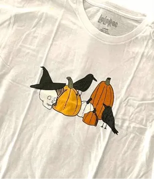 Halloween Rocker Tee - Pumpkins and Ravens Graphic