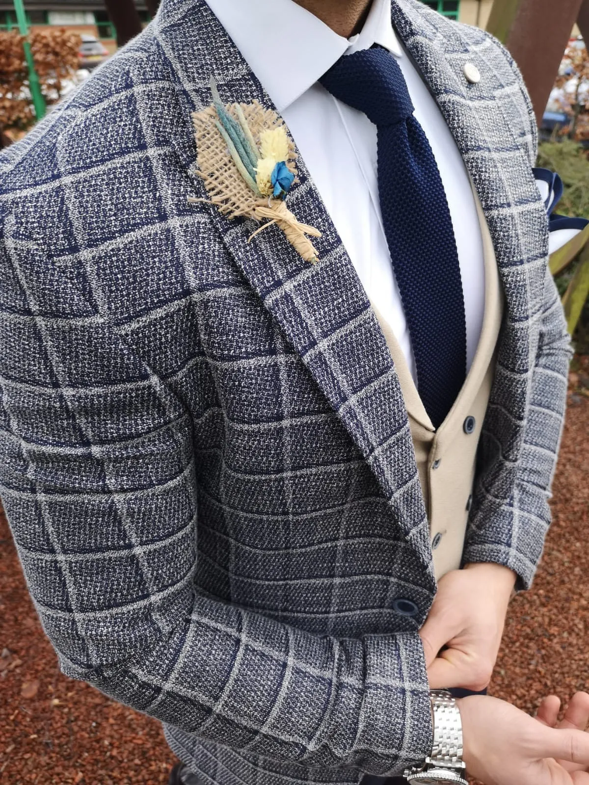 Hampton - Navy/Cream 3 Piece Suit