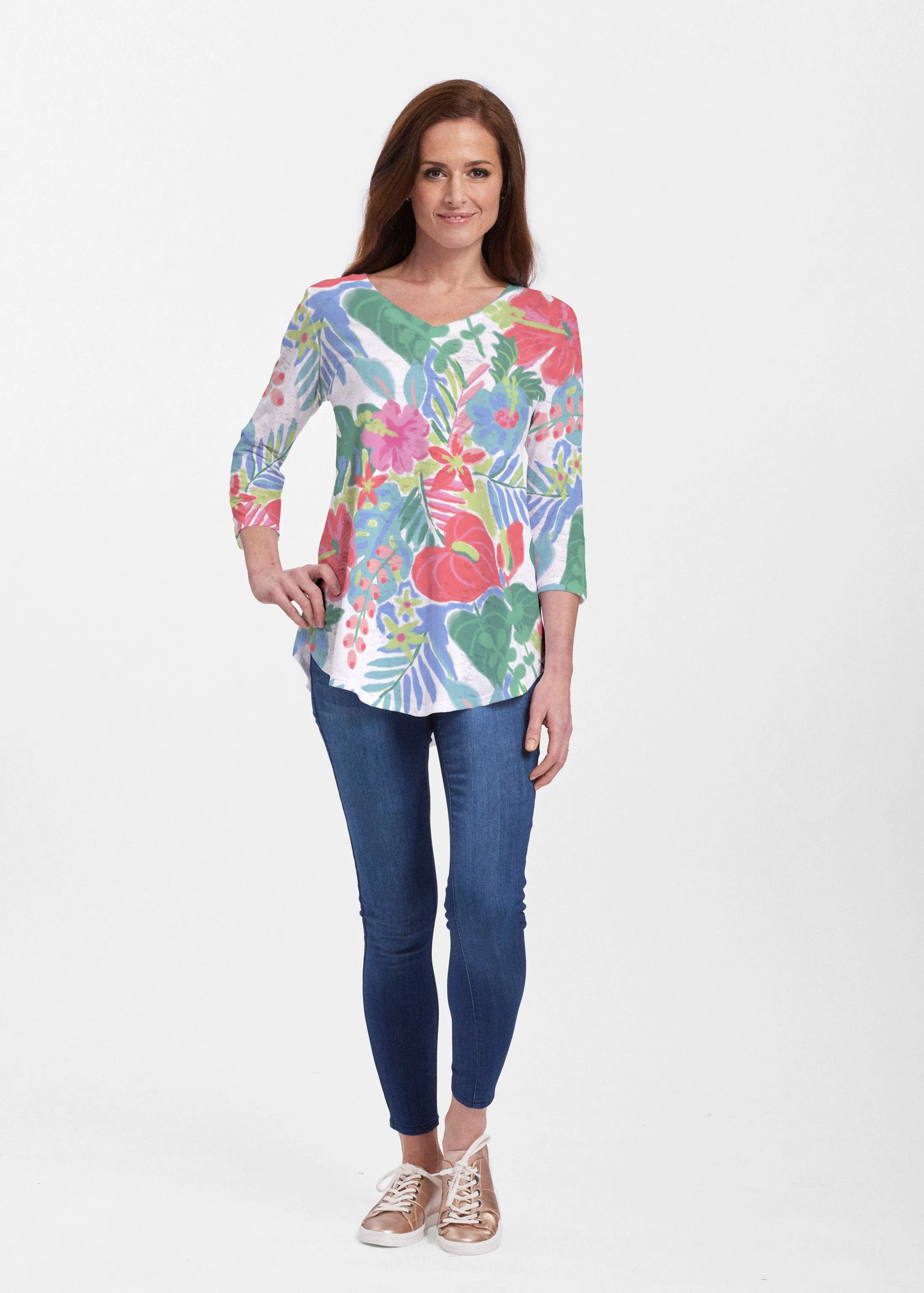 Hawaiian Fling (22141) ~ Signature V-neck Flowy Tunic