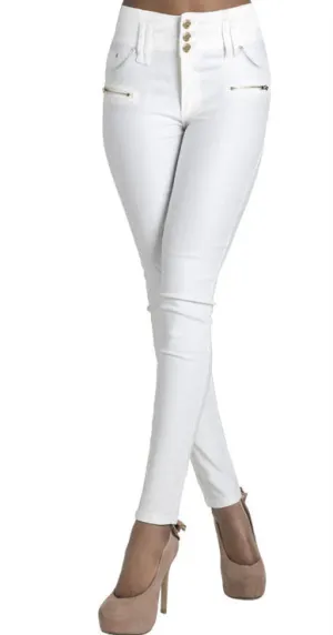 High Waist Slim Stretch Solid Color Denim Trousers