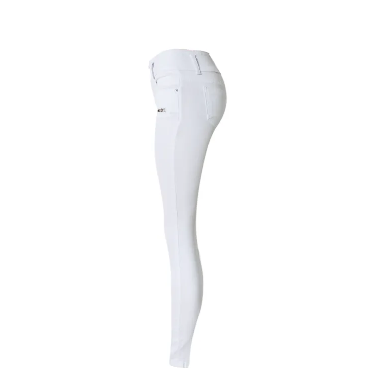 High Waist Slim Stretch Solid Color Denim Trousers