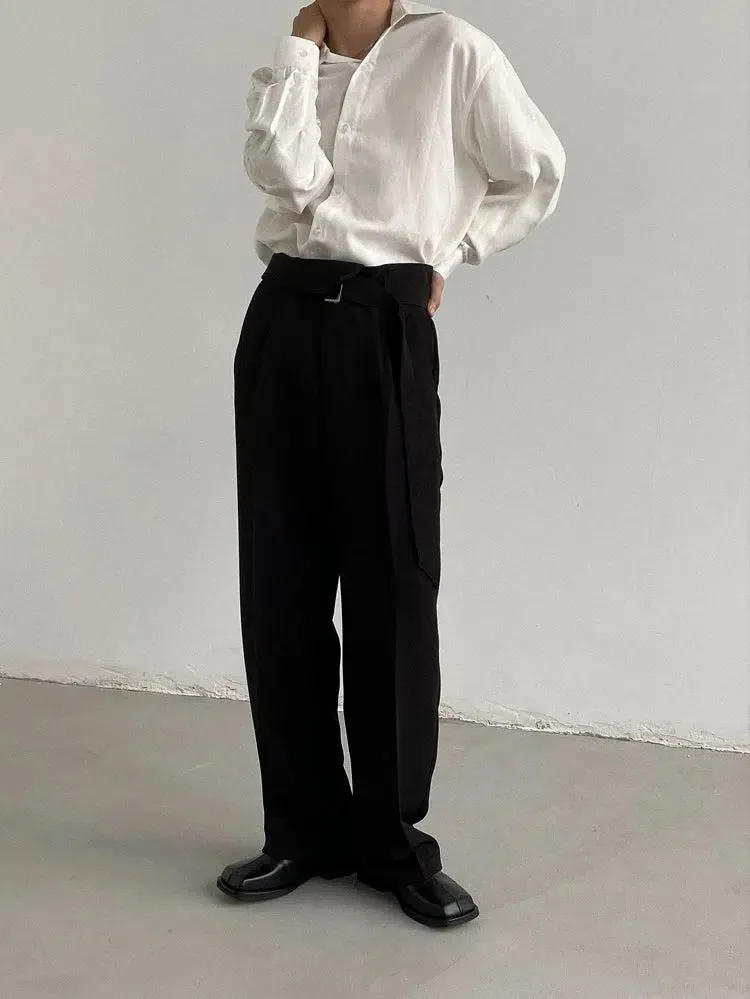 High-Waisted Belted Pants