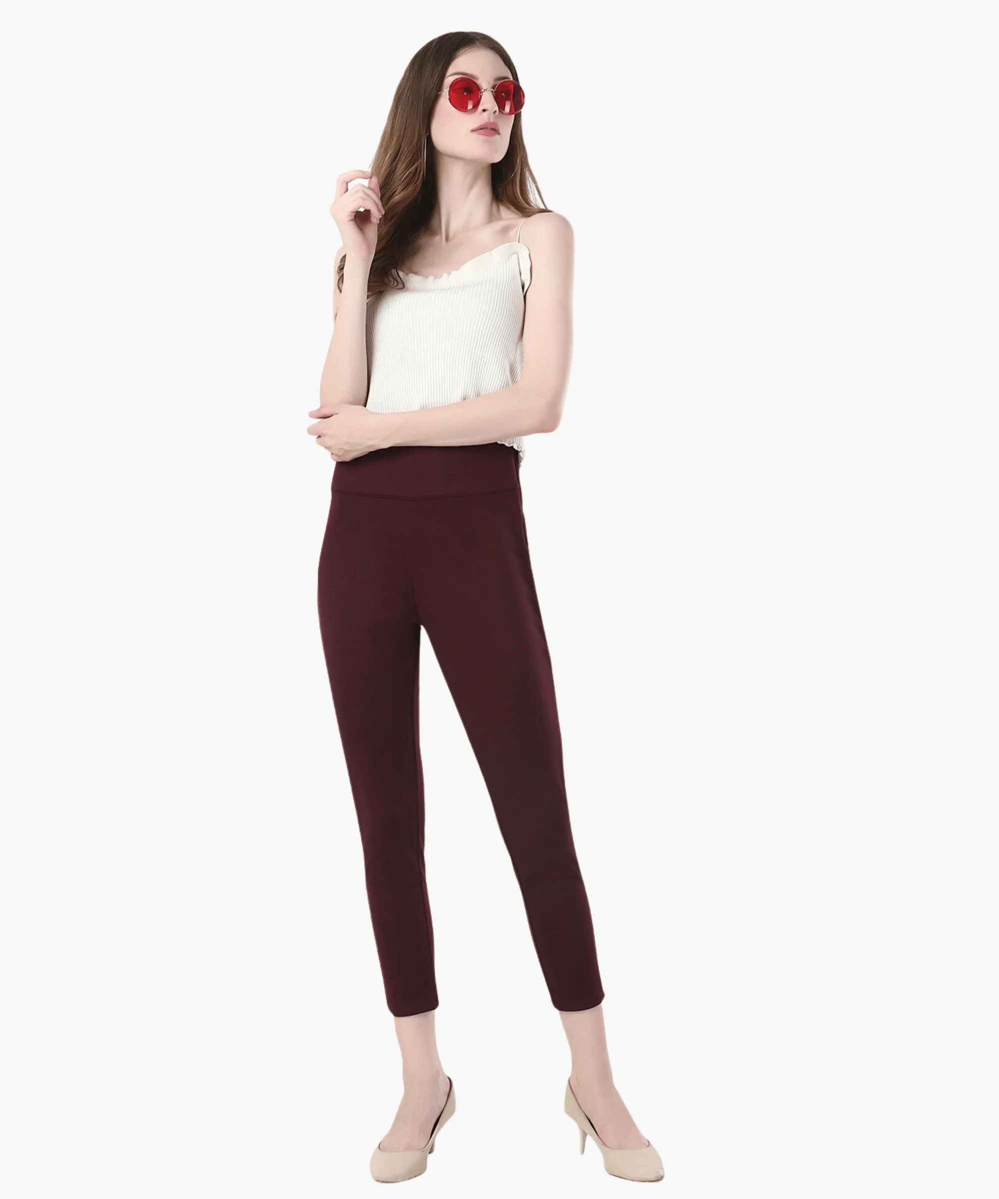 High-Waisted Classic Cigarette Trousers