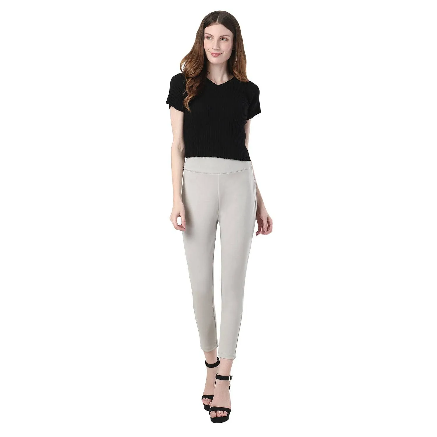 High-Waisted Classic Cigarette Trousers