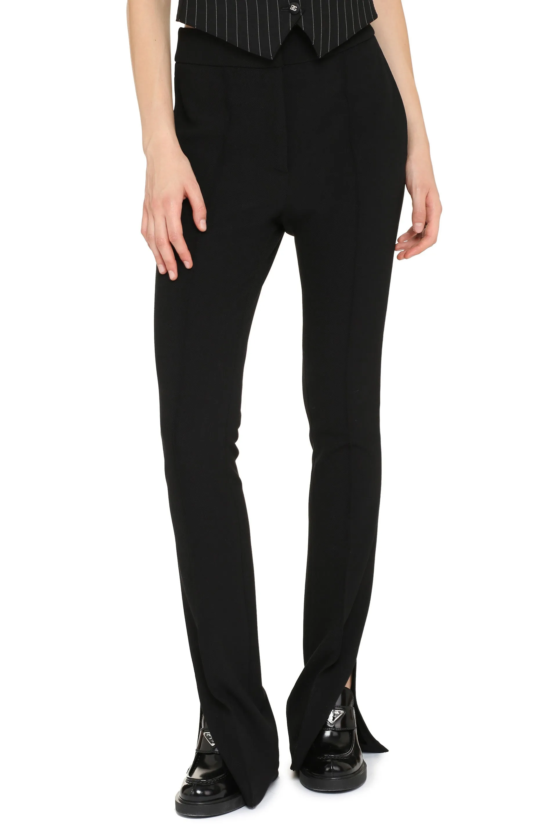 High-waisted flared trousers