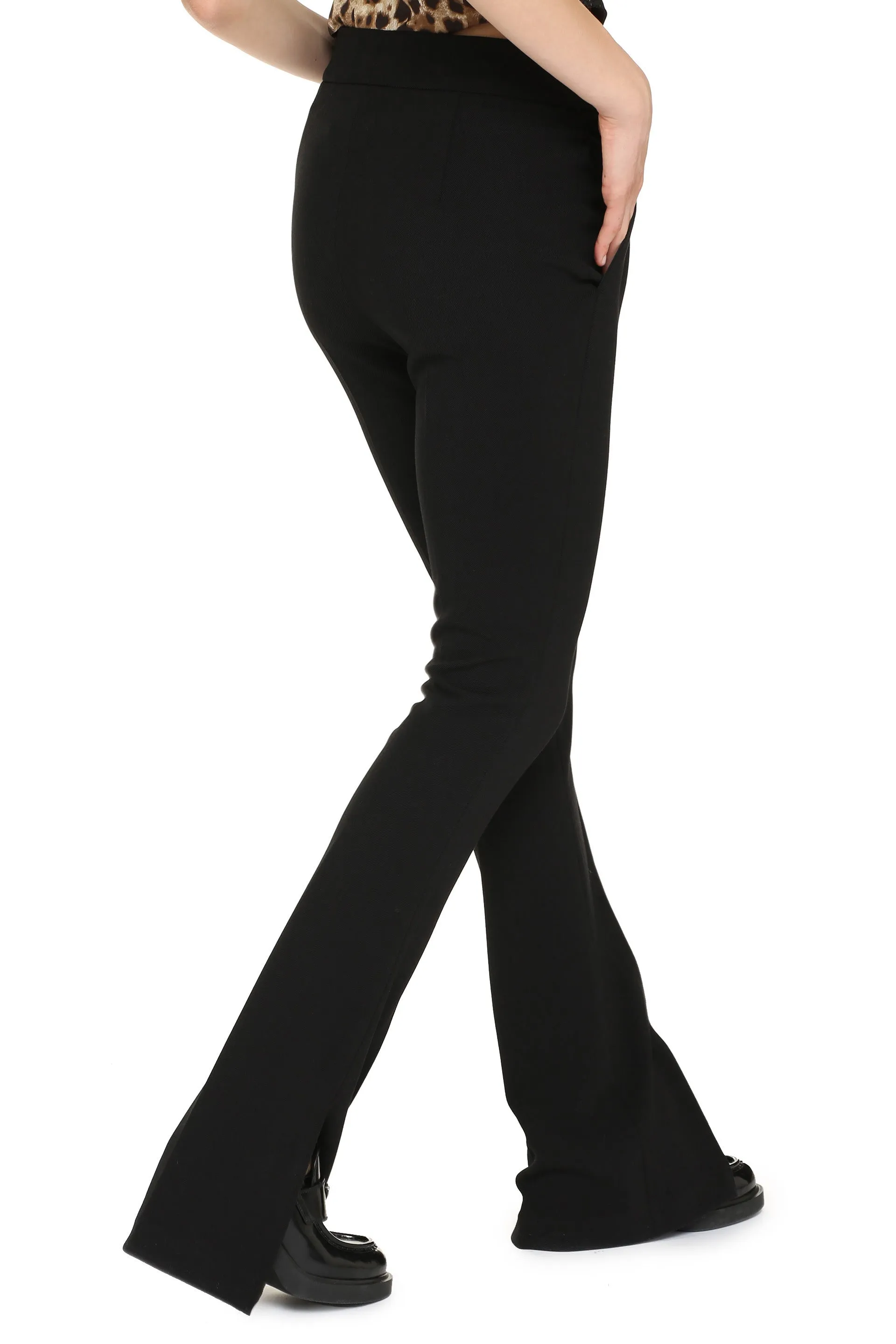 High-waisted flared trousers