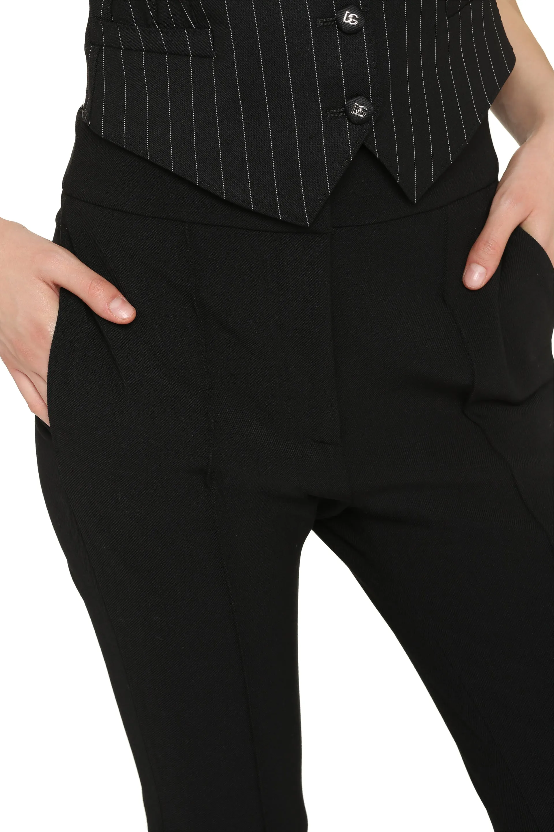 High-waisted flared trousers